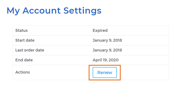 My account - license renewal